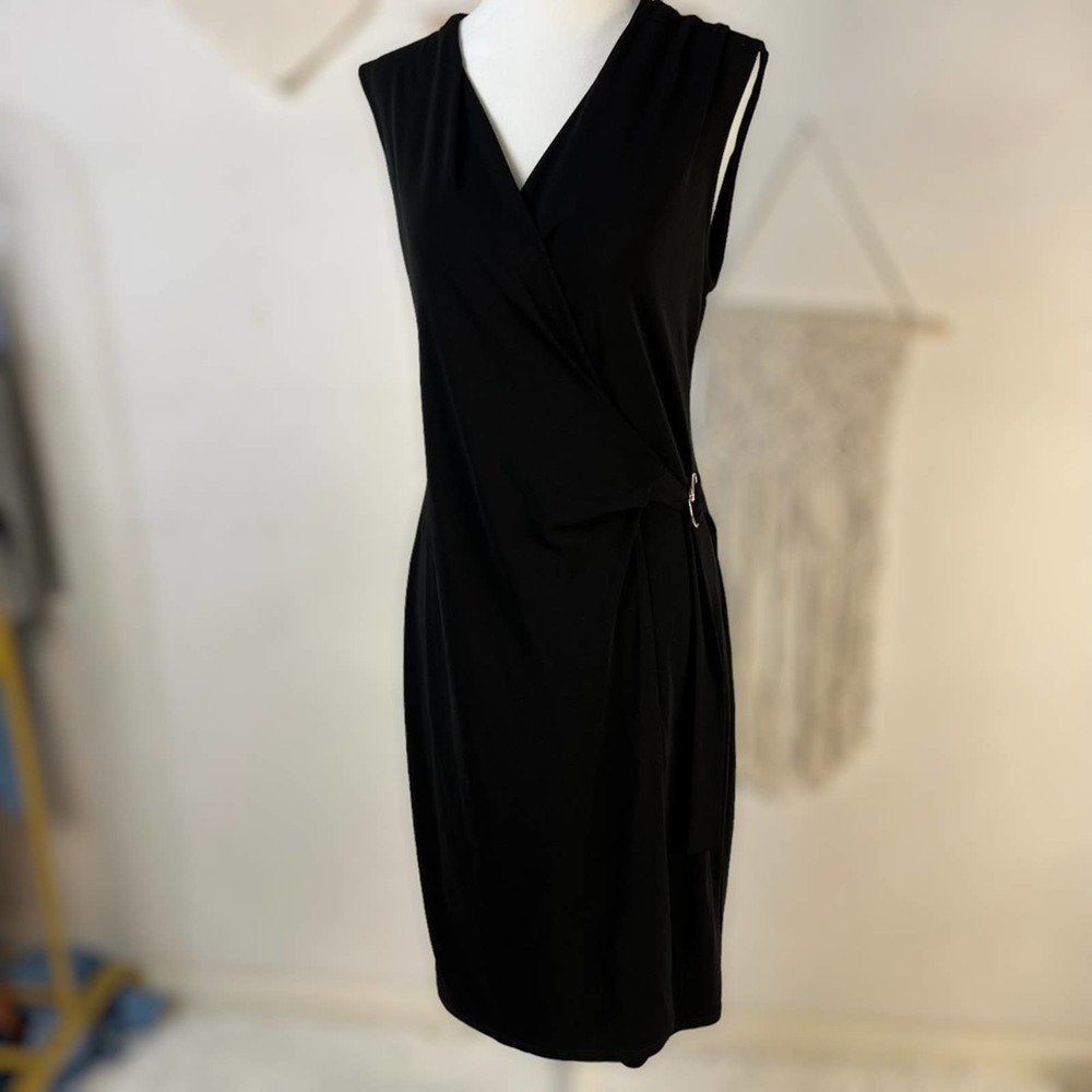 NWT Ann Taylor Little Black Sheath V Neck Sleeveless Women’s Midi Dress Medium